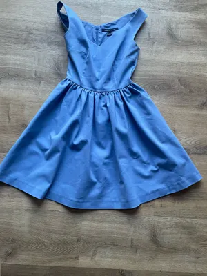 French Connection Fit & Flare Dress Blue Sleeveless Cotton Blend Size 0 thumbnail 2