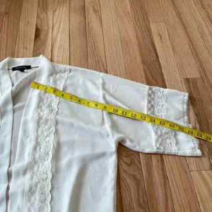 White Lace Sheer Kimono Cardigan Womens Small Prairie Victorian thumbnail 6