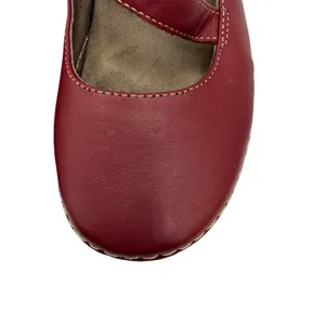 Vionic Judith Flat Mary Jane‎ Women 7 Red Burgundy Leather Orthaheel Support thumbnail 6