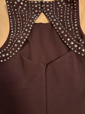 Guess Los Angeles Deep Plum Rhinestone Details Bodycon Dress Glam Date-night thumbnail 8