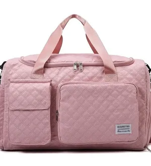Quilted Pink Travel Duffel Bag Women's Carryall W thumbnail 1