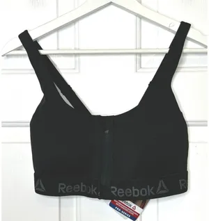 Reebok Sports Bra Medium Black NWT Front Zip Molded Cup Pro-Series thumbnail 1