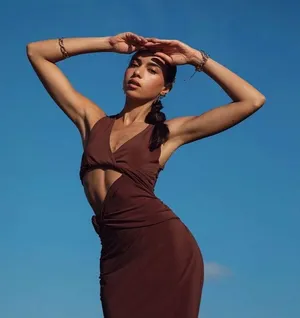 Zara dress fitted bodycon Brown Cutout Midi Party Wedding Coctail thumbnail 3