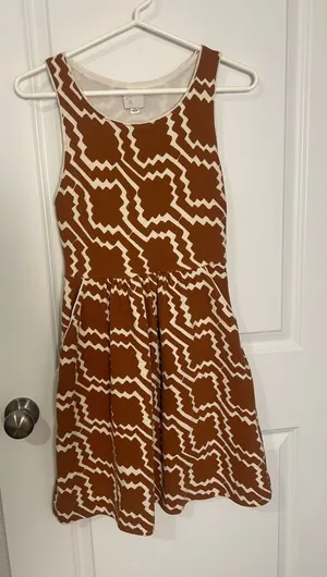 Anthropologie Rust and Cream Geometric Mini Dress thumbnail 1