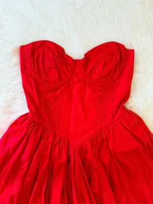 Red Corset Ballgown Style Puff Dress Size S NWT thumbnail 2
