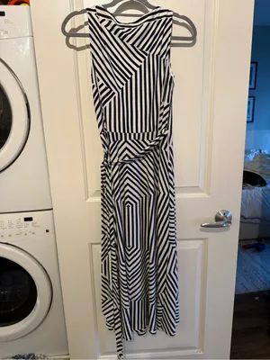Ralph Lauren Navy and White Striped Wrap Maxi Dress thumbnail 5