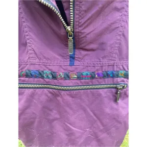 L.L. Bean Plum Hooded Utility Anorak with Navy Trim Vintage Unisex Windbreaker thumbnail 5
