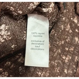 Maurices Boho Floral Blouse Brown Smocked Waist Surplice Neck‎ Cottagecore XXL thumbnail 7
