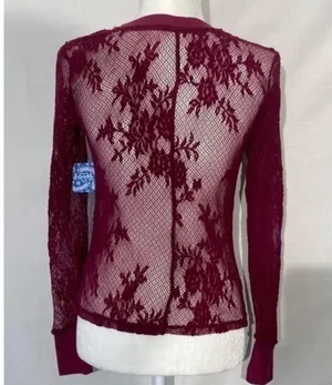 Free People U Into This Lace Long Sleeve Top In Rose Hypnotic Size thumbnail 3