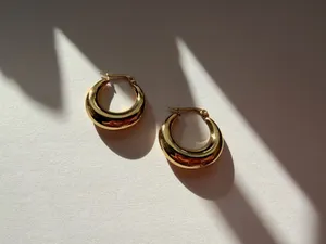 Gold statement hoop earrings thumbnail 4