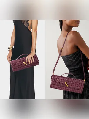 Wine Woven Evening Clutch Crossbody Bag thumbnail 4