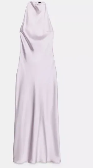 Zara Lilac Midi Satin Effect Dress Open Back Wedding Guest Tik Tok Purple Summer thumbnail 1