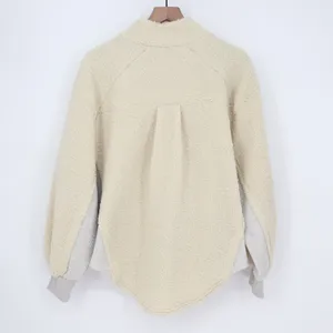 Blueb. Sherpa Jacket Womens Medium Ivory Half Zip Raglan Long Sleeve Mock Neck thumbnail 6