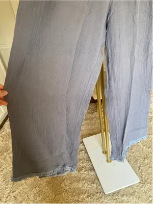 Misslook Wide Leg Cotton Gauze Pants Coastal Boho Beach Y2K Lagenlook Relaxed XL thumbnail 5