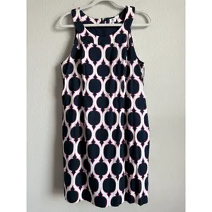 Crown & Ivy Seaside Lattice Printed Sleeveless Dress Navy Womens Sz‎ 14 Coastal thumbnail 5