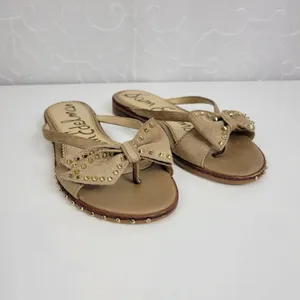 Sam Edelman Womens Sandals Size 6 Tan Dariel Bow Suede Studded Slip On Flats thumbnail 5