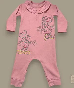 Disney Baby Mickey & Minnie Pink Waffle-Knit Romper 24M thumbnail 1