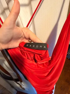Zara Backless Mini Dress Red Runched thumbnail 3