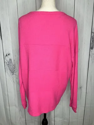 Staccato Pink Multi Directional Ribbed Long Sleeve Lightweight Sweater Sz L thumbnail 7