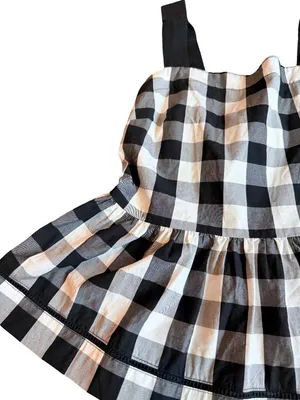 Broome Street x Kate Spade Black White Check Tank Top Shirt Blouse Size 2 Womens thumbnail 3