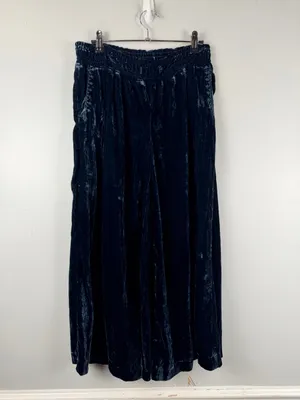 Anthropologie Hei Hei Blue velvet wide leg culottes size XS READ thumbnail 2
