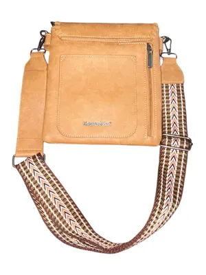 Montana West Tan Western Crossbody Bag Leopard Accent Wide Strap EUC thumbnail 3