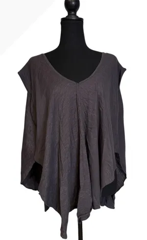 We The Free Gray Oversized Draped Hem Boho Tunic Top thumbnail 1