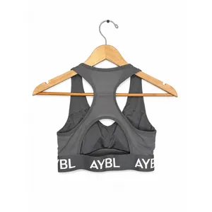 AYBL Balance V Neck Sports Bra Gray Racerback Medium M Athletic Gym Training thumbnail 3