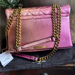 Authentic KURT GEIGER LONDON Quilted 2 tone leather convertible Crosby/shoulder thumbnail 6