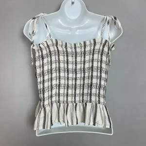 Loft Striped Poplin Smocked Cami Tank Top Shirred NWT Sz Medium Women Tie Straps thumbnail 14