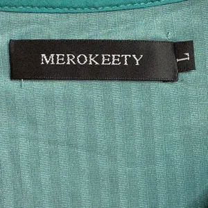 MEROKEETY Teal Ribbed Velvet Wrap Dress Long‎ Sleeve Tie Waist Size Large thumbnail 7