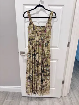 Stitch Fix nine britton Aubriella Olive Floral Tiered maxi size Medium thumbnail 9
