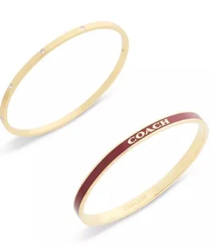 Coach Bangle Bracelet Dio Set-Burgundy/Gold thumbnail 1