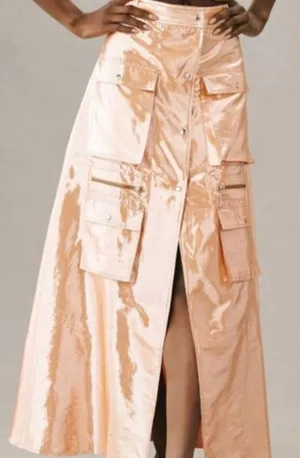 Anthropologie Metallic Orange Skirt thumbnail 4