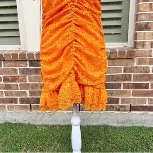 For Love And Lemons Bright Orange Jamie Lace Dress thumbnail 6