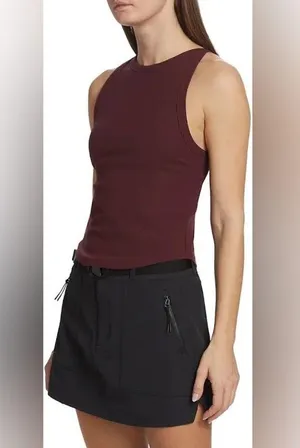 OUTDOOR VOICES SuperForm Rib High Neck Tank Top in Shiraz Size L thumbnail 4