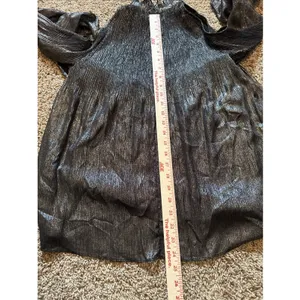 Lauren Ralph Lauren Black Metallic Cold Shoulder Blouse Accordion‎ Plissé Small thumbnail 9