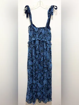 BloomChic Paisley Print Shoulder-Tie Ruffled Maxi Dress Sz.14-16 NWT thumbnail 7