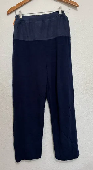 Free People Two-Tone Navy Wide-Leg Pants thumbnail 1