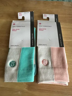 lululemon athletica Ribbed Crew Socks - Mint & Peach (M/L) thumbnail 1