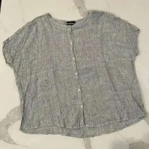 Tahari Gray 100% Linen Oversized Shirt Dolman Sleeve Top Women's Small Casual thumbnail 1