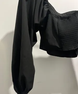 FAVLUX Black Cropped Off The Shoulder Top Corset Blouse thumbnail 6