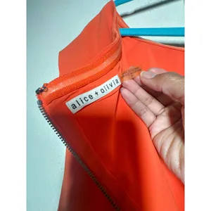 Alice + Olivia Aleah Off Shoulder Dress 6 Tangerine Orange Fitted Sheath thumbnail 6
