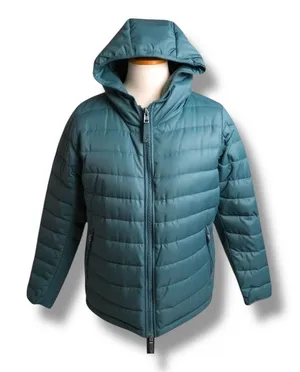 Universal‎ Standard Teal Hooded Puffer Jacket Quilted Medium NWT Comfort Panel thumbnail 1