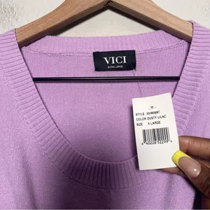 NEW Vici Women Midi Dress XL Lavender Purple Cutout Twist Open Back‎ Brunch Date thumbnail 6