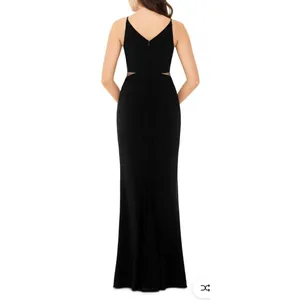 Xscape Black Beaded Straps Mesh Inset‎ Gown Size 10 $258 5298X thumbnail 2