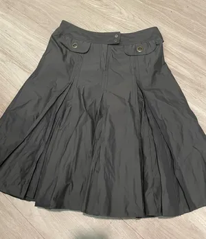 Gerard Darel Black A-Line Pleated Skirt with Grommet Tabs thumbnail 1