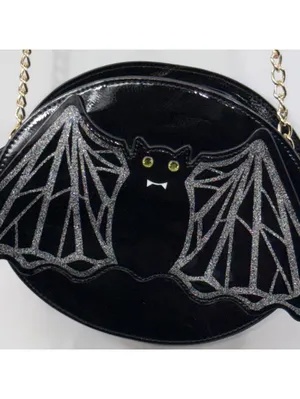Betsey Johnson Black Bat Crossbody Purse Halloween Goth thumbnail 3
