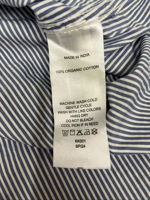Quince 100% Organic Cotton Poplin button down blue/white stripe shirt size M thumbnail 4