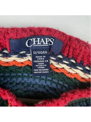 Chaps 1X Stripe Chunky Knit Sweater Heavyweight Grandmacore Pullover Boho Retro thumbnail 3
